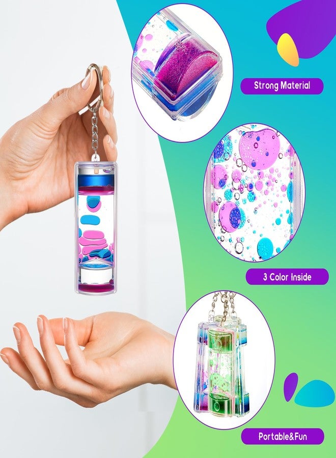 Equsion 12 Pcs Liquid Keychains Motion Bubbler Sensory Toys Liquid Timers End of Year Student Gifts (Vibrant Color) - Image 3